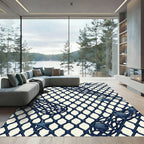 Navy Blue Coastal Net with Starfish and Shells Rug