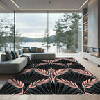 Art Deco Blush Palm Black Foliage Rug