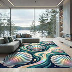 Iridescent Seashell Wave Art Decor Rug
