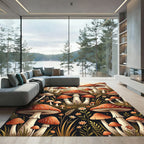 Whimsical Red Mushroom Forest Meadow Rug