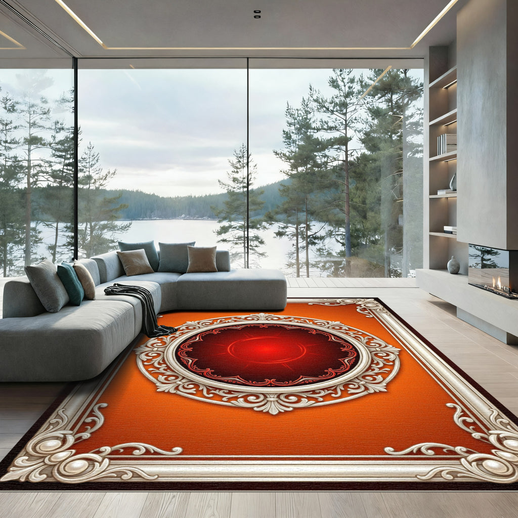 Ornate Crimson Centerpiece Medallion Rug