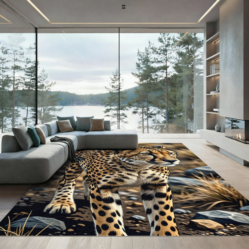 Golden Cheetah Spots Animal Print Rug