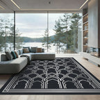 Metallic Silver Geometric Arch Backdrop Rug