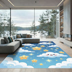 Cute Celestial Stars and Clouds Rug