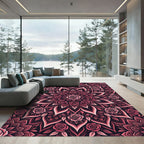 Crimson Rose Mandala Bloom Rug
