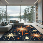 Celestial Mid Century Retro Starry Night Rug