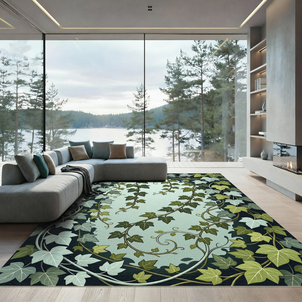 Lush Forest Ivy Botanical Foliage Rug