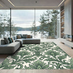 Elegant Sage Green Acanthus Scroll Rug