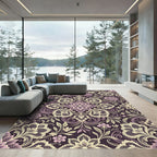 Victorian Lavender Lace Floral Medallions Rug