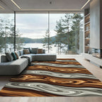 Brown Gray Swirl Wood Grain Rug