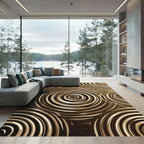 Earthy Swirling Concentric Rings Rug