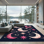 Whimsical Moon Stars Cosmic Night Rug
