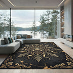 Ornate Gold Shell Baroque Medallion Rug