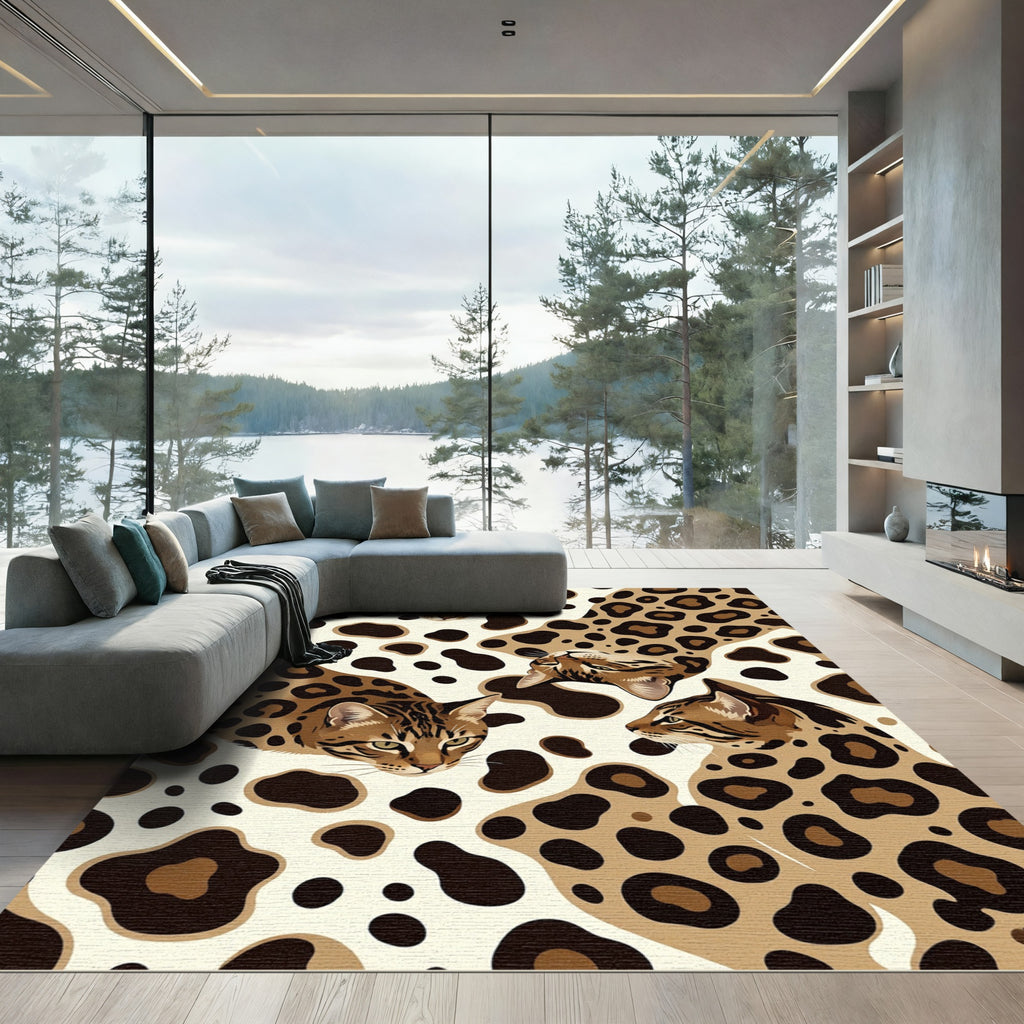 Brown Feline Spots Abstract Composition Rug