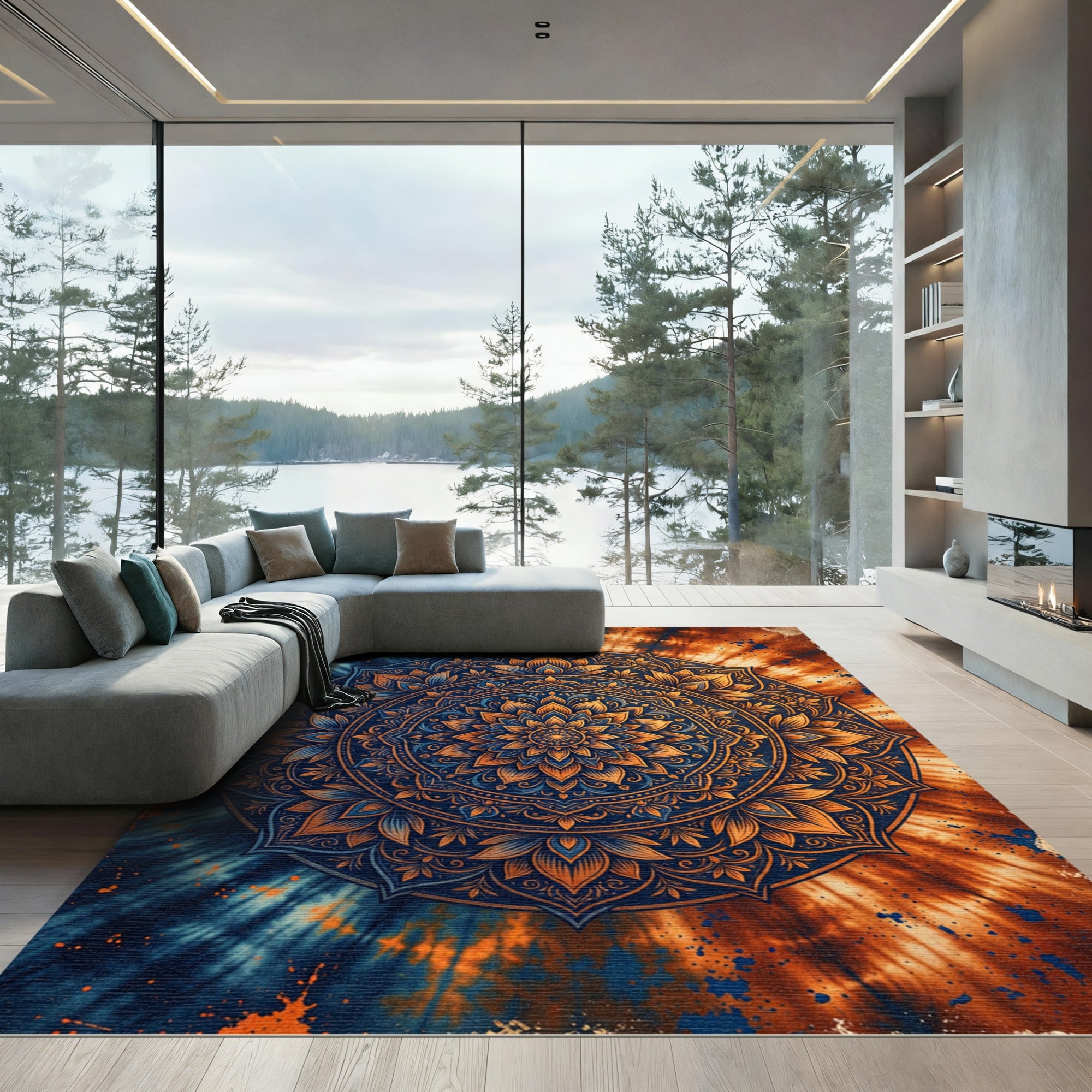 Gilded Mandala Tie Dye Rug