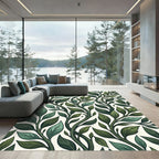 Lush Green Leafy Vine Overlay Rug