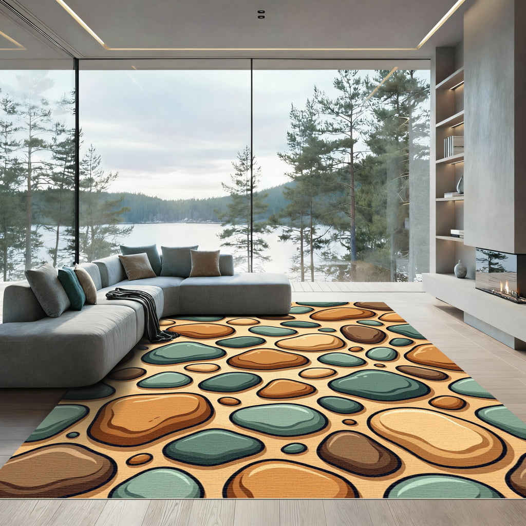 Smooth River Stone Earthy Tones Rug