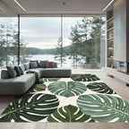 Vibrant Green Monstera Leaf Pattern Rug