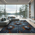 Industrial Rusty Metal Riveted Bolt Floor Rug