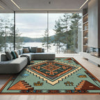 Southwestern Aztec Diamond Earthy Area Rug