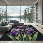 Elegant Purple Iris Botanical Bouquet Rug