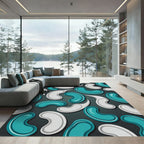 Aqua White Jelly Bean Scatter Rug