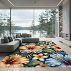 Tropical Hibiscus Floral Garden Rug