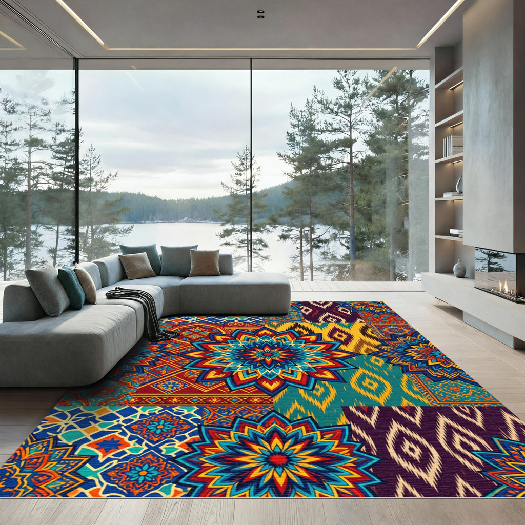 Vibrant Patchwork Medallion Geometric Rug