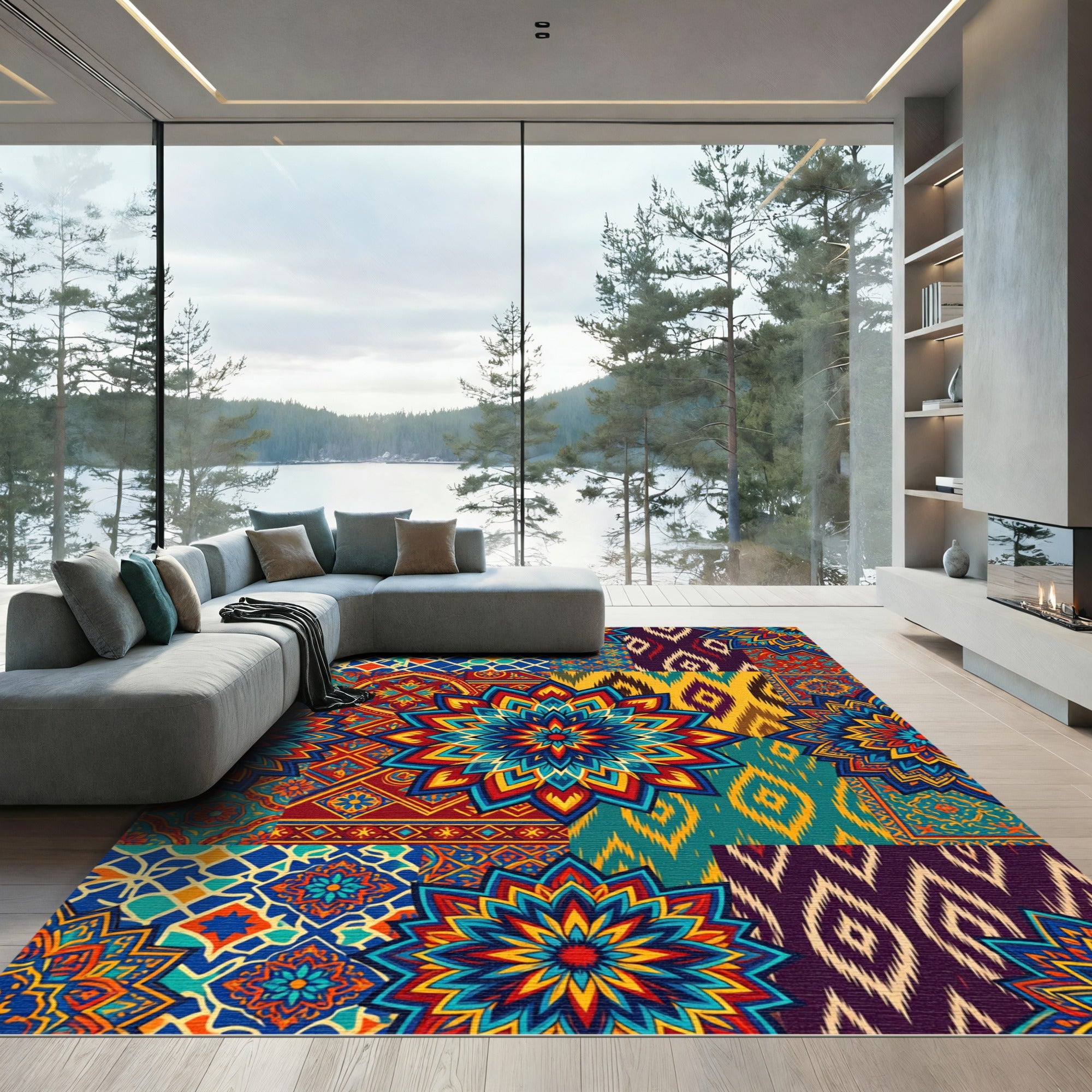 Vibrant Patchwork Medallion Geometric Rug