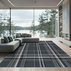 Charcoal Gray White Checked Overlay Rug
