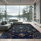 Celestial Gold Zodiac Constellation Map Rug