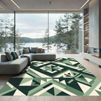 Sage Geometric Emerald Sharp Abstract Art Rug