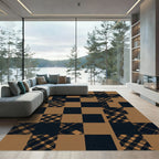 Black and Tan Plaid Checkered Rug