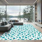 Turquoise Circles on White Ground Rug