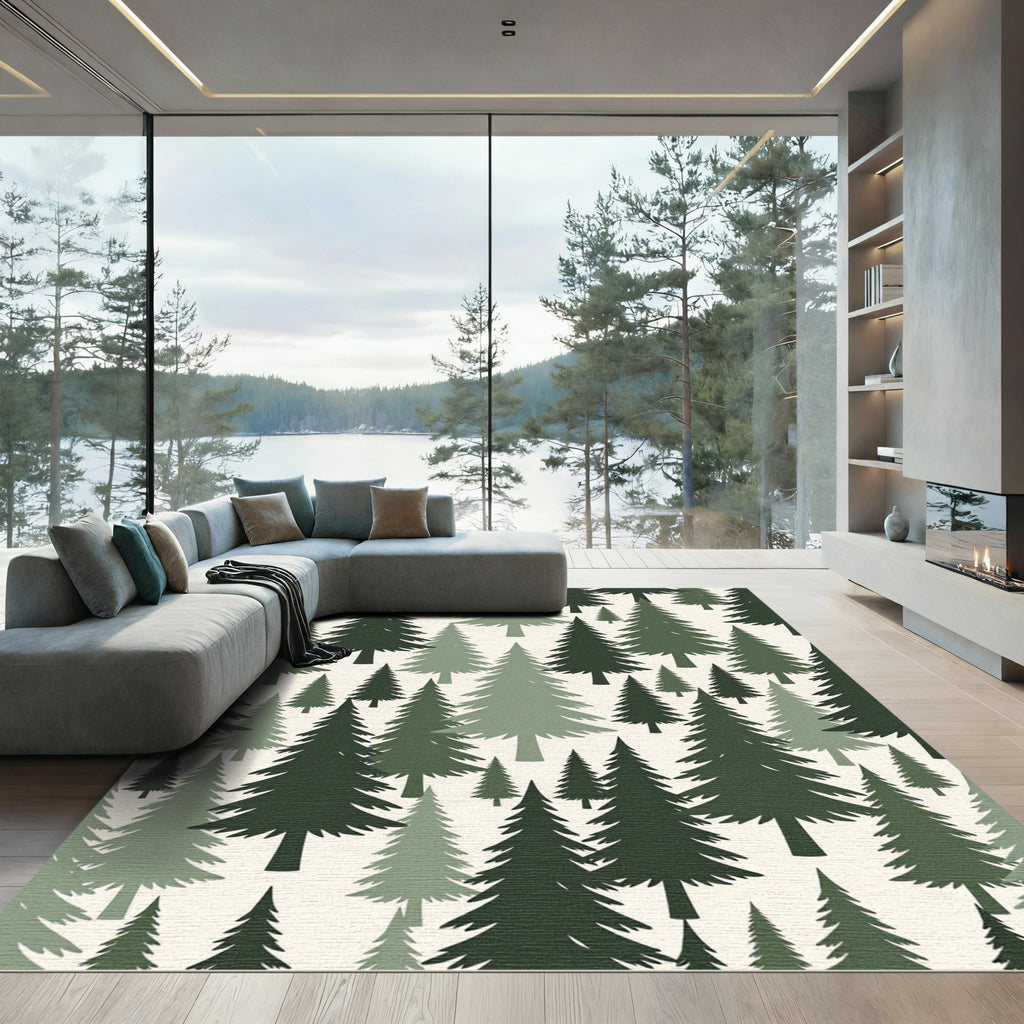 Forest Pine Tree Sage Woodland Rug