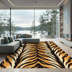 Bold Symmetrical Tiger Stripe Orange Rug