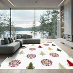 Red Burgundy Evergreen Starburst Trees Rug