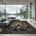 Ornate Ferret Floral Frame Illustration Rug