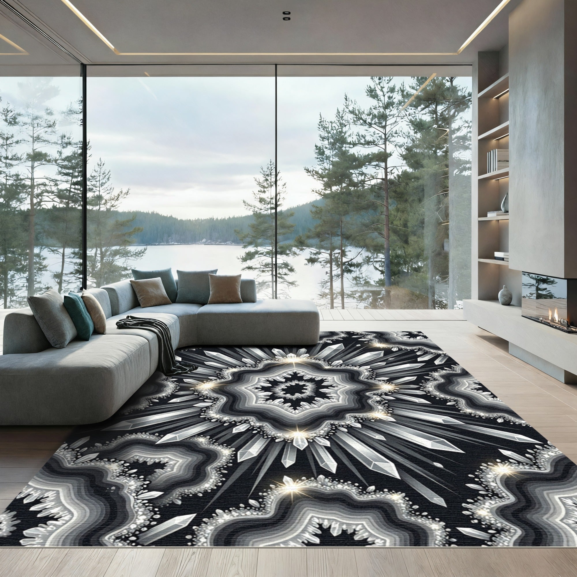 Shimmering Crystal Aggregate Symmetrical Radiance Rug
