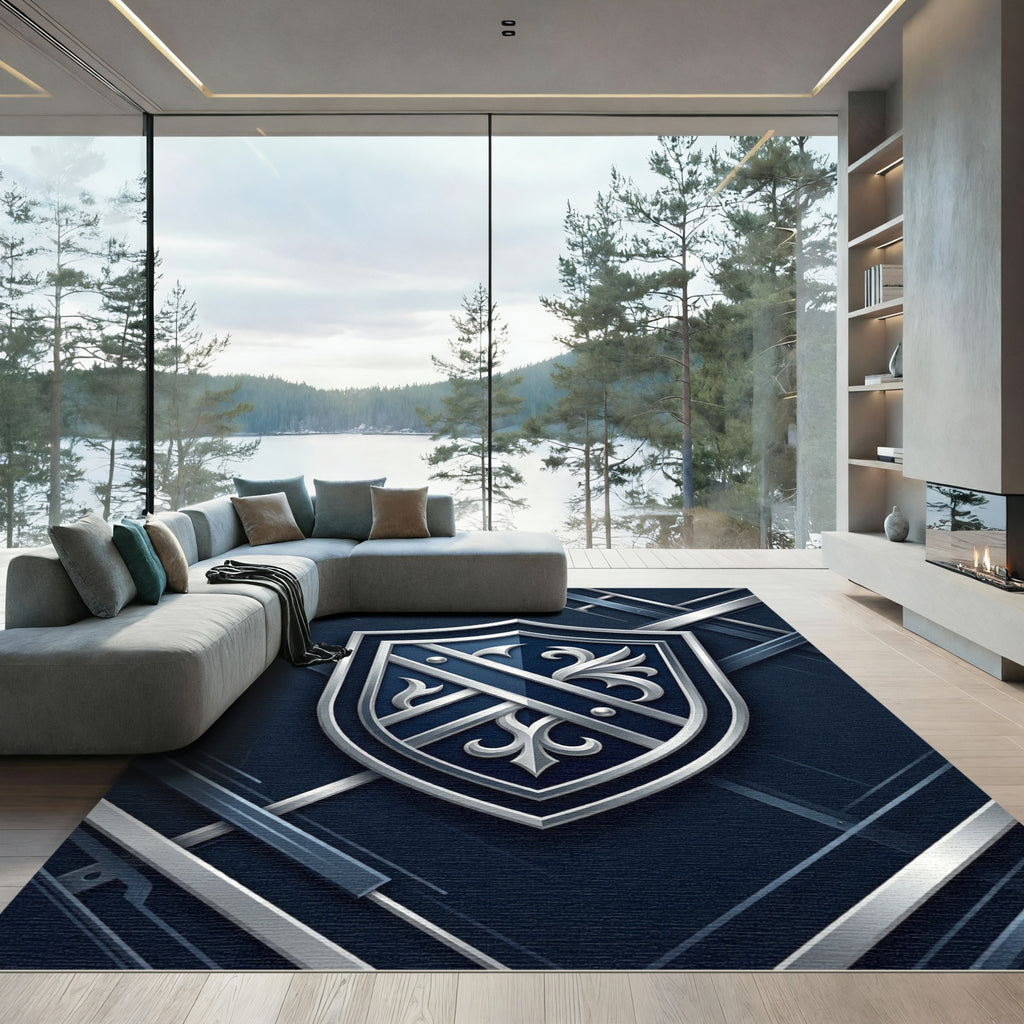 Modern Royal Navy Silver Heraldic Shield Rug