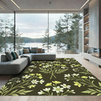 Delicate White Yellow Floral Branches Rug