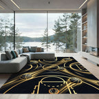Golden Basketball Court Dynamic Motion Rug