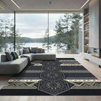 Sophisticated Dark Gray Geometric Hexagon Rug