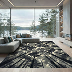 Monochrome Forest Canopy Low Angle View Rug