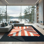 Coral White Striped Retro Sun Shade Rug