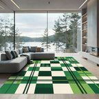 Bold Green Plaid Blocks Rug