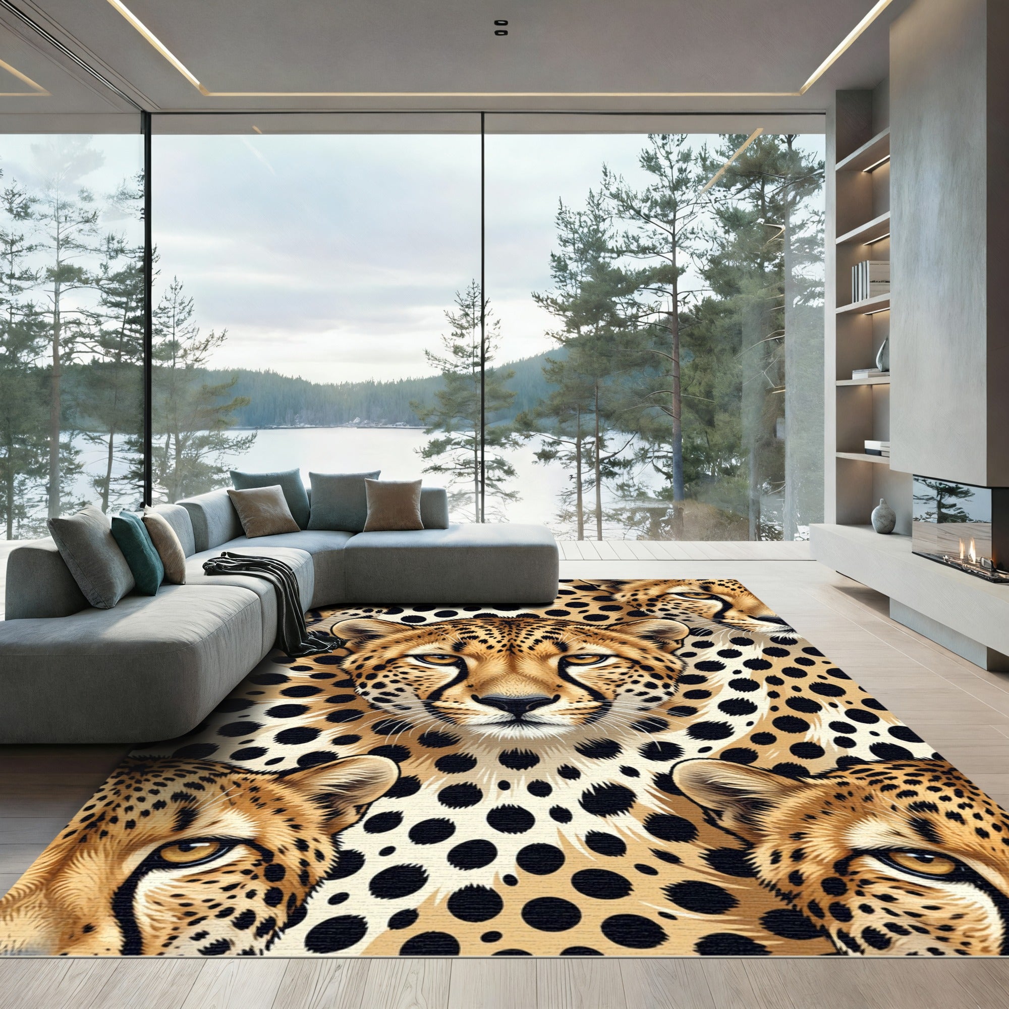 Golden Cheetah Spots Seamless Portrait Rug