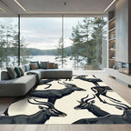 Elegant Monochrome Sable Antelope Illustration Rug