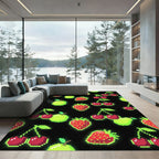 Pixel Fruit Pop Neon Berry Rug