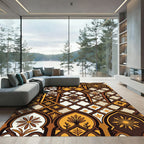 Elegant Golden Arch Floral Tile Rug